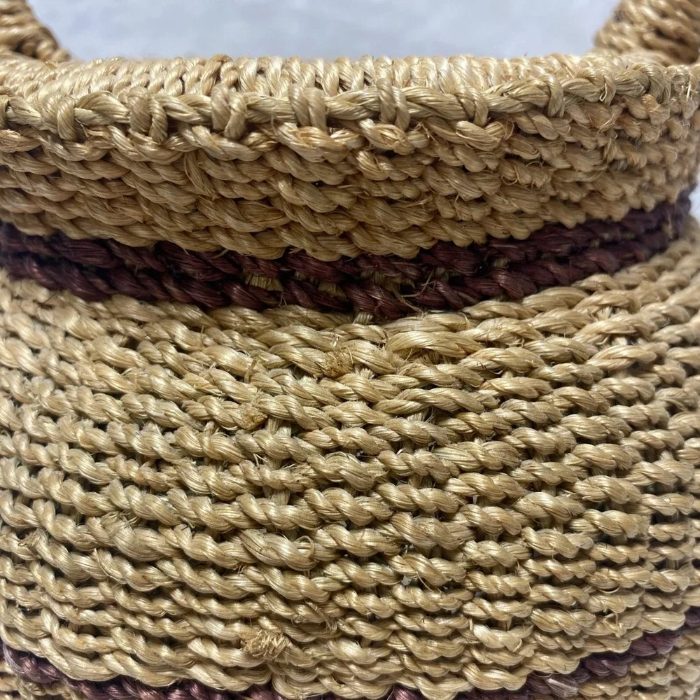 VTG Tightly Woven Basket‎ Handles Decorative Boho Farmhouse Home Decor
